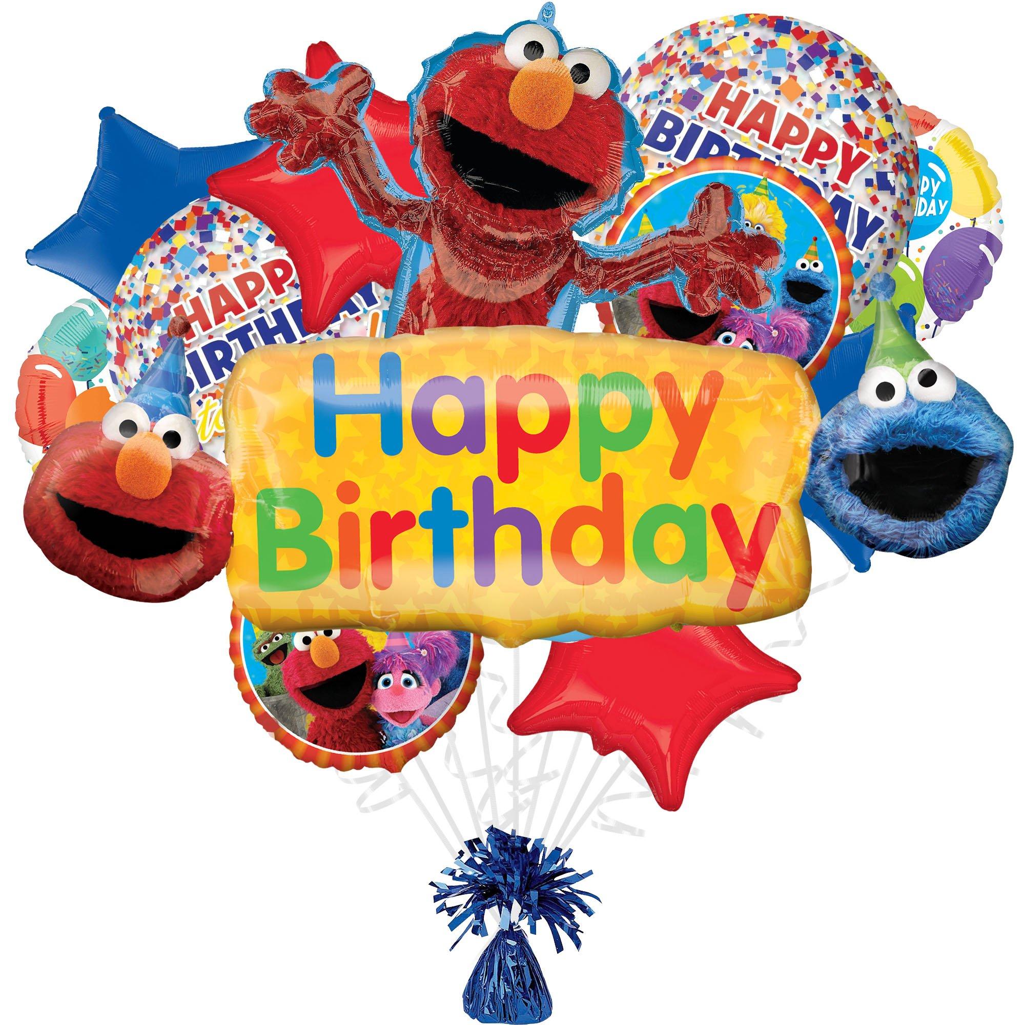 Sesame Street Birthday Foil Balloon Bouquet with Balloon Weight